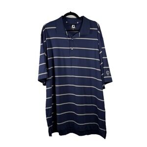 Footjoy Men's Golf Performance Polo Shirt Blue Striped XXL GCCC 1916
